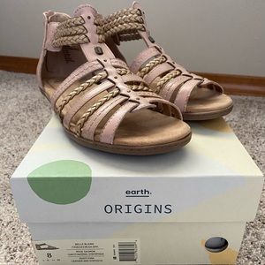 Earth Origins Sandals, Size 8, Dusty Pink
